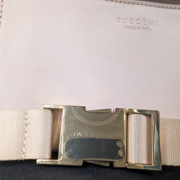 BUSCEMI Luxury Taupe Leather Belt Bag Fanny Pack Gold Buckle Made in Italy - Picture 4 of 15